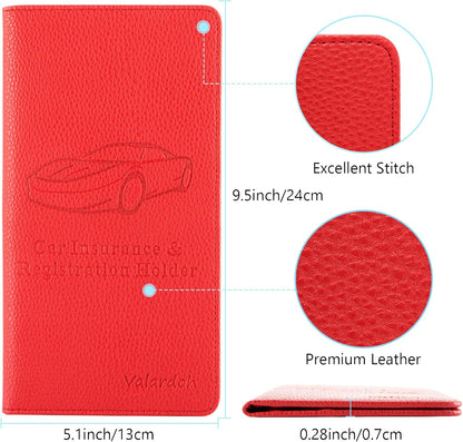 Valardoh Premium Car Registration and Insurance Card Holder, Car Document Holder for Cards, Driver License & other Essential Documents (Pink)
