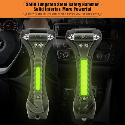Car Safety Hammer, 2PCS Black 3-in-1 Emergency Escape Tool with Window Breaker and Seat Belt Cutter, Safety Emergency Car Escape Tool for Car, Office, Home