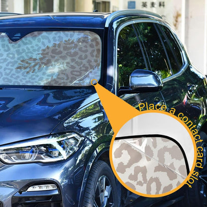 Black Leopard Car Windshield Sun Shade Animal Skin Print Foldable UV Ray Sun Visor Protector Sunshade to Keep Your Vehicle Cool (51" x 27.6")