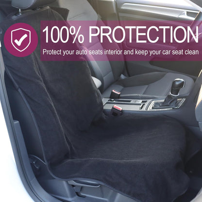 Car Seat Cover Protector Front Seats,for Gym Workout,Running,Swimming,Beach and Hiking,Waterproof Sweat Towel Bucket Seat Covers for Cars SUV Trucks (Black, 1Pcs)