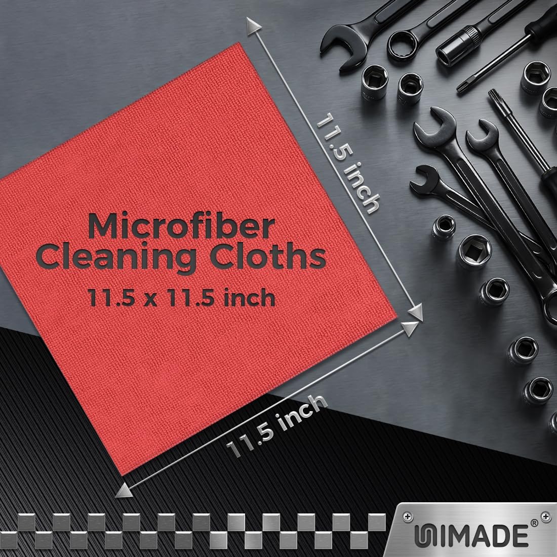 UNIMADE Microfiber Cleaning Cloth, 100 Pack Microfiber Towels for Cars Commercial Grade Work Rags Bulk Detailing Cloth for Automotive Bar Mechanic Restaurant Garage Housekeeping, 11.5"x 11.5", Grey