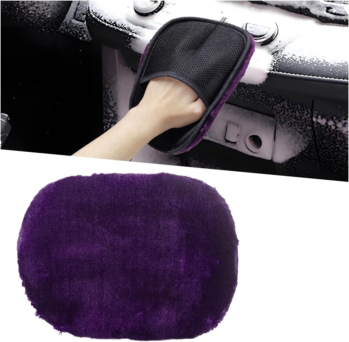 2PCS Car Wash Mitt, Soft Plush Non-Scratch Auto Dust Cleaning Pad, High-Density Car Washing Gloves, Universal Vehicle Exterior & Interior Detailing Supplies for Cars, Trucks, SUVs(Gray)