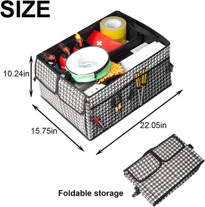 Mandark Car Trunk Organizer, Collapsible Multi Compartment Vehicle Storage Box, Waterproof Adjustable Automotive Organization Container Accessories, Universal for SUV, Sedan, Truck (Black)