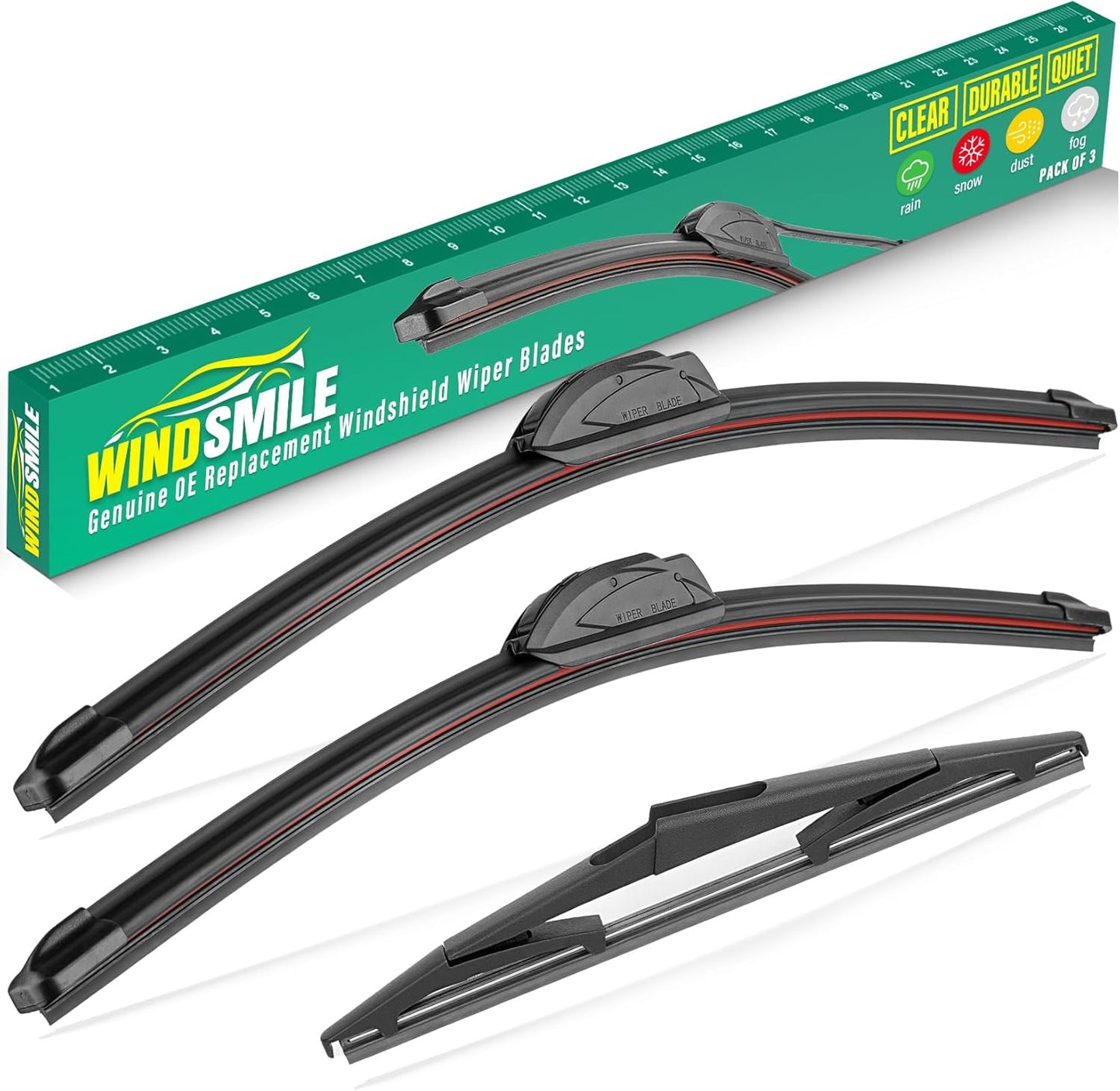 26" 16" 12" Windshield Wiper Blades Replacement for Toyota RAV4 2019 2020 2021 2022 2023 2024 2025 RAV 4 / Mazda 5 2006-2015 Premium All Weather Front Rear Wipers Set - OEM Quality (Pack of 3) - Colors B