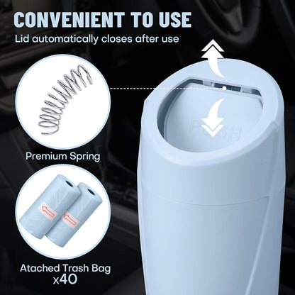 Car Trash Can Bin with Lid - Car Garbage Can Cup Holder - Pink Mini Leakproof Vehicle Garbage Bin with 20pcs Trash Bags - Automobile Organizers and Storage for Front Back Seat Accessories