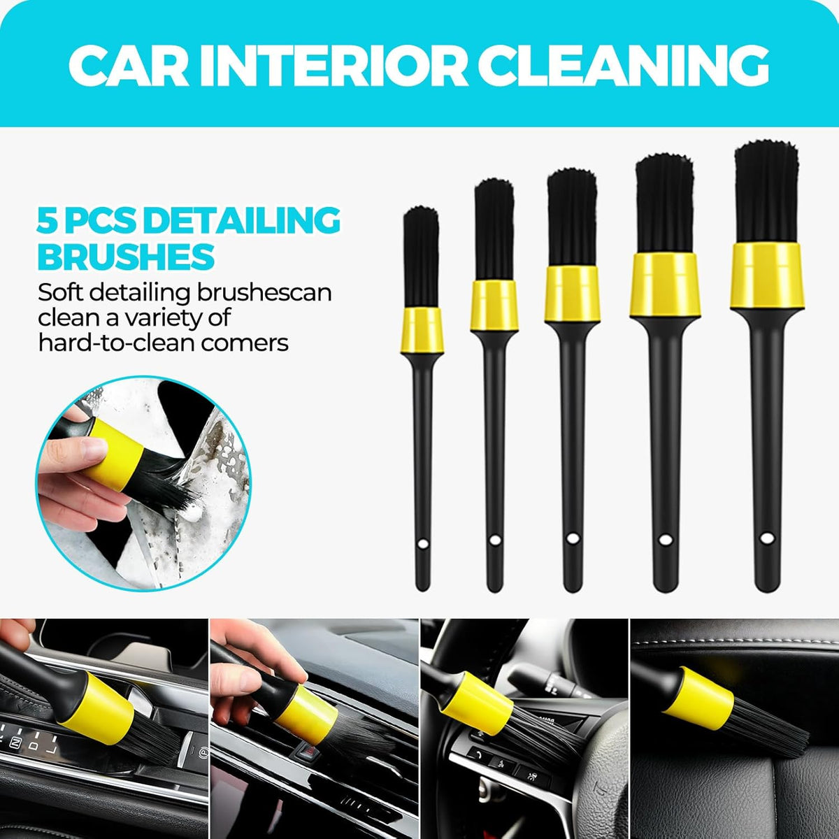 ALFLOD 30Pcs Car Detailing Kit, Car Detailing Brush Set, Car Wash Cleaning Kit, Car Dusters Extendable Handle Cleaning Exterior, Car Cleaning Gel, Car Cleaning Tools Kit for Interior, Exterior, Wheels