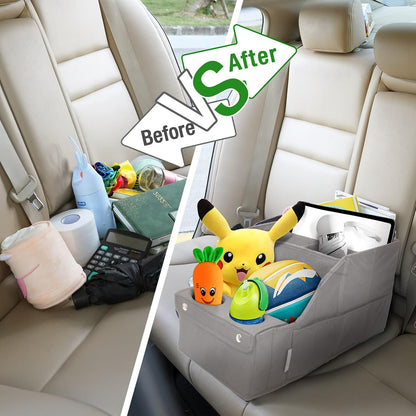 MULISOFT Car Seat Organizer- Backseat Car Organizer with 11 Storages Compartments and 2 Cup Holders, Organizers and Storage, Front Seat for Travel Kids,Black