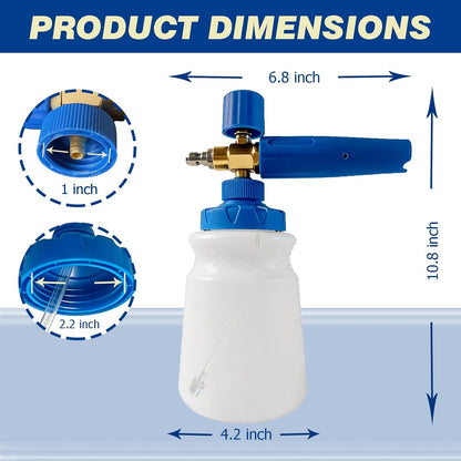 ESP Foam Cannon Snow Foam Lance Pressure Power Jet Washer Quick Release Adjustable Nozzle with 1 Liter Bottle Washing Mitts 1 Towel