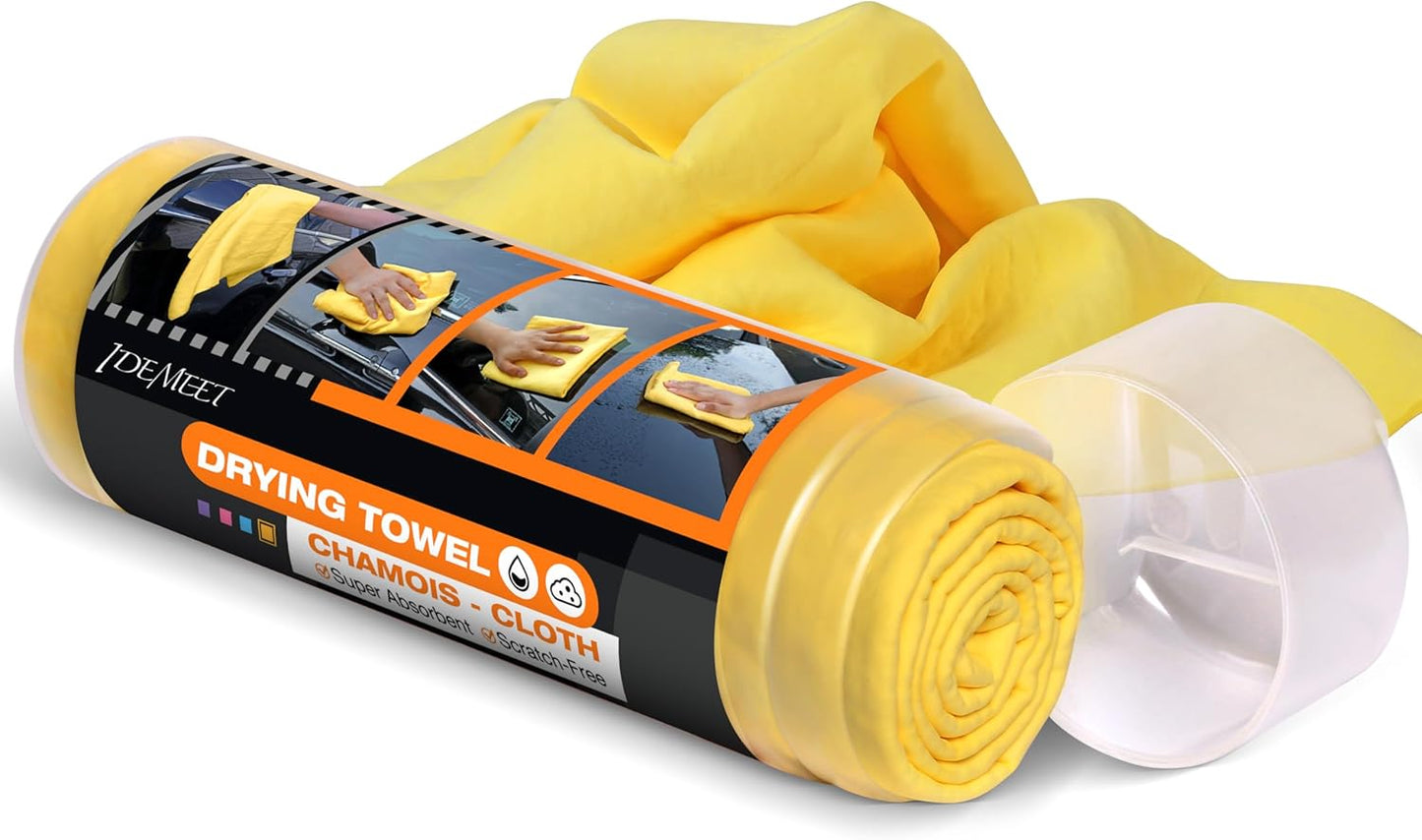 Premium Absorbent Car Drying Chamois Cloth Shammy Towel, 26''x17'' Large, Reusable for Vehicle, Bathroom, Dust Remove, No Spots/Streak/Scratch, Blue