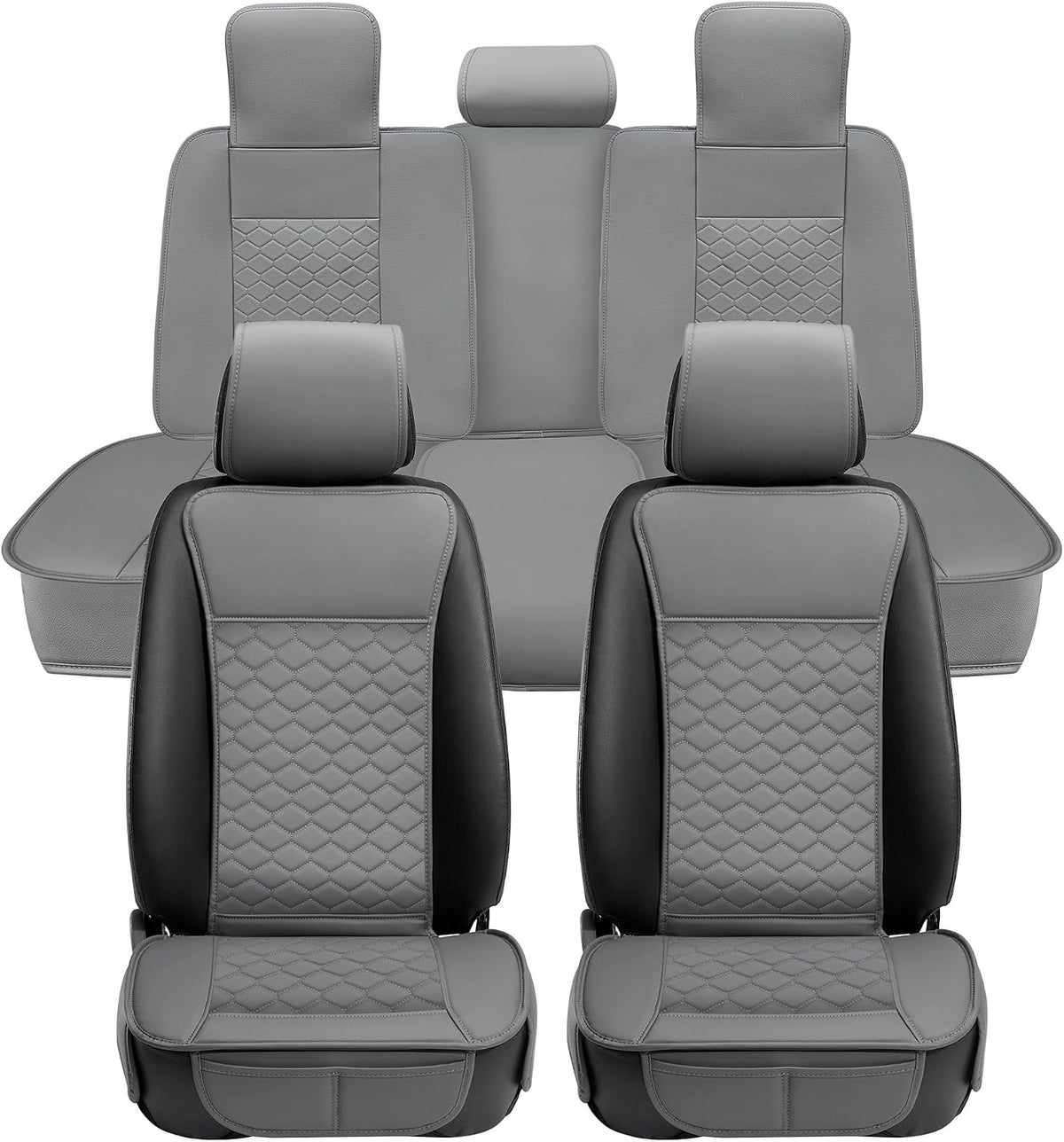 Elantrip 2PCs Front Car Seat Covers Leather Water Proof Seat Protector Universal fit for Most Cars SUVs and Trucks Black