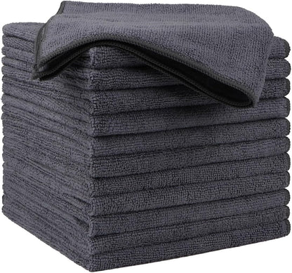 HOMEXCEL Microfiber Cleaning Cloth 12 Pack, 12.5 x 12.5 inch Microfiber Towels for Cars, Ultra Absorbent Washing Cloth, Lint Free Streak Free Cleaning Rags for Car, Kitchen, and Window (Grey)