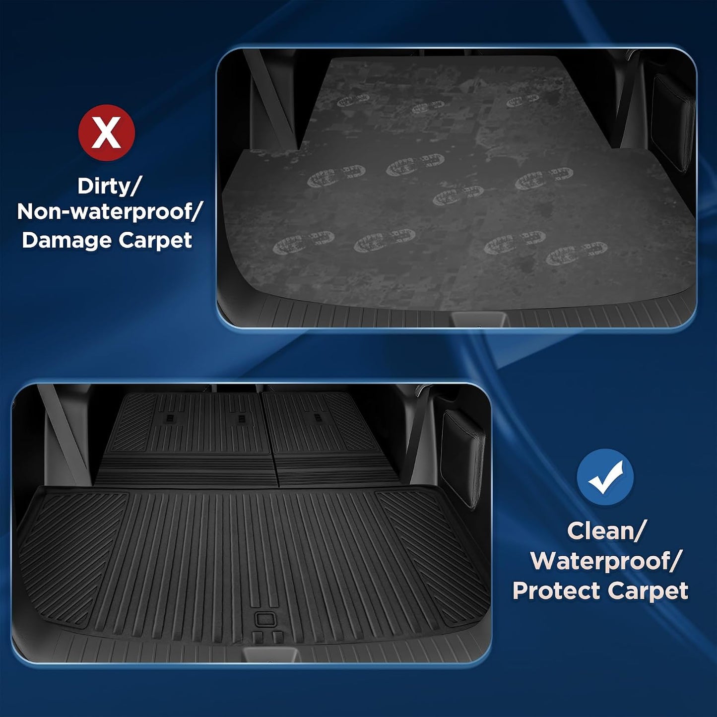 2026 Palisade Floor Mats Only Hybrid 7-Seat All Weather TPE Cargo Mat with Backrest Mat for Hyundai Palisade Accessories 2026 SEL/SEL Premium/Limited/Calligraphy