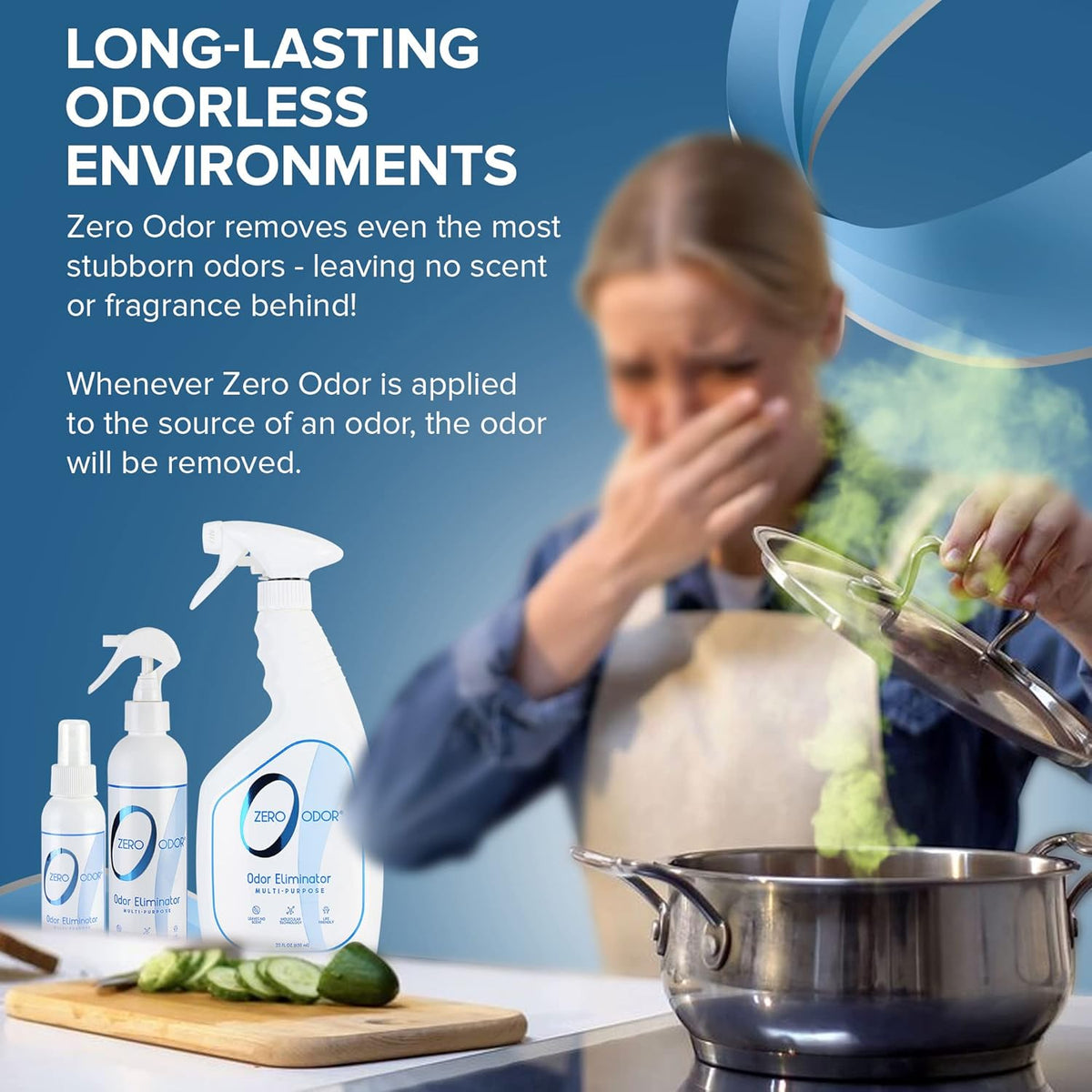 Zero Odor Multi-Purpose Odor Eliminator - Eliminate Air & Surface Odor – Patented Technology Best for Bathroom, Kitchen, Fabric, Closet- Smell Great Again, 8oz (Over 1000 Sprays)