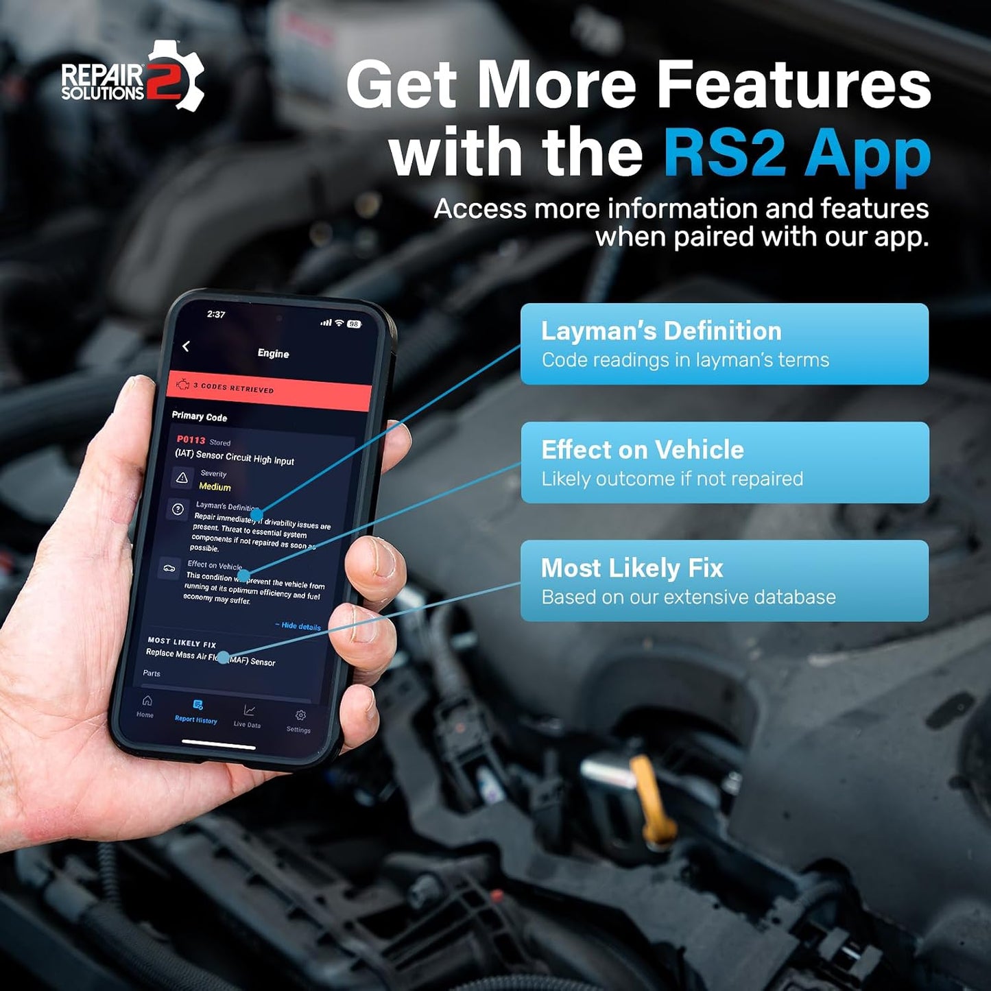BLCKTEC 420 Bluetooth OBD2 Scanner Diagnostic Tool - Vehicle Code Reader for Car - Clears Check Engine Light - Comes with Premium OBD App On IOS & Android - Works For All Cars 1996 & Newer