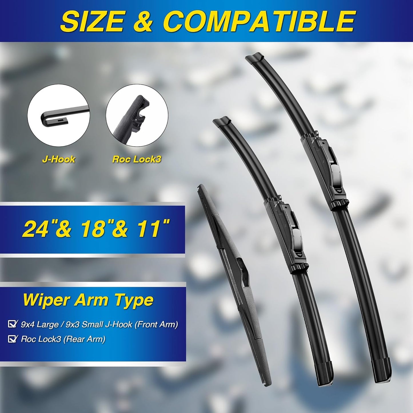 5 PLUS® Silicone Windshield Wipers Replacement for 2007-2014 Ford edge, 2007-2015 Lincoln MKX Wiper Blades(Set of 3),Automotive Replacement Windshield Wiper Blades For My Car-26"/20"/14" - Colors B