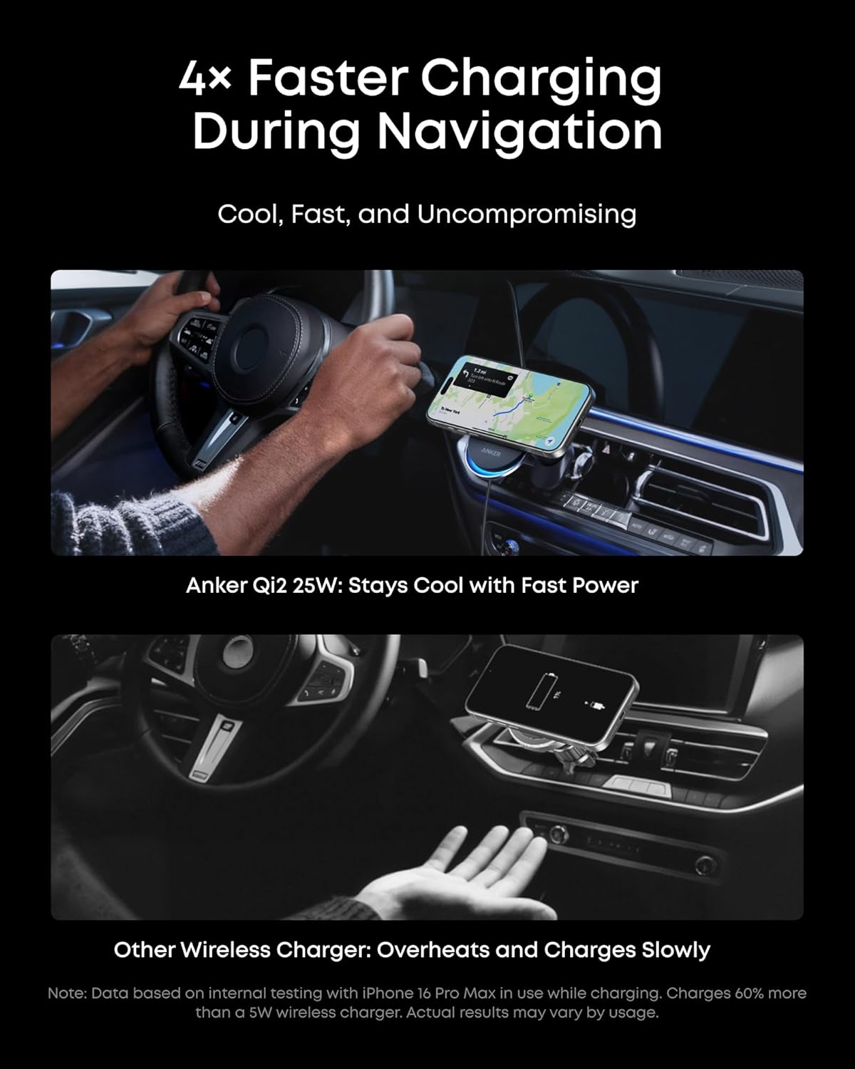 Anker Prime MagSafe Car Mount Charger, Qi2 25W Certified Wireless Car Charger with AirCool, Strong Magnets, Air Vent Mount for iPhone 17-12 Series