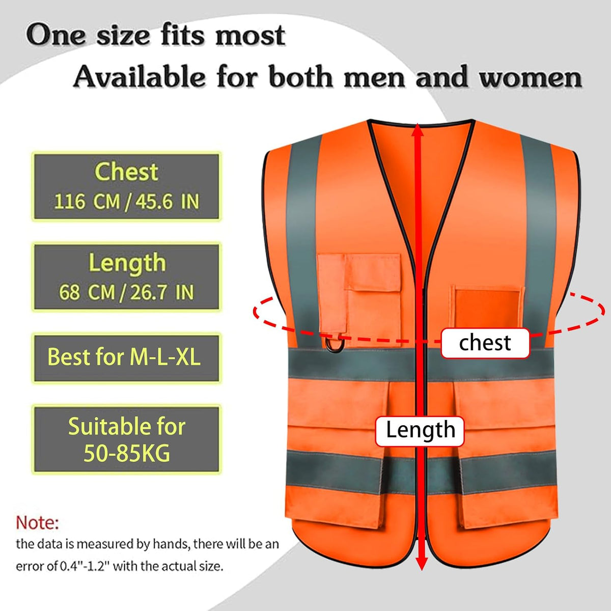 Safety Vests 20 Pack,Hi Vis Construction Vest with 5 Pockets and Zipper,Reflective Vest for Men Women Work One Size