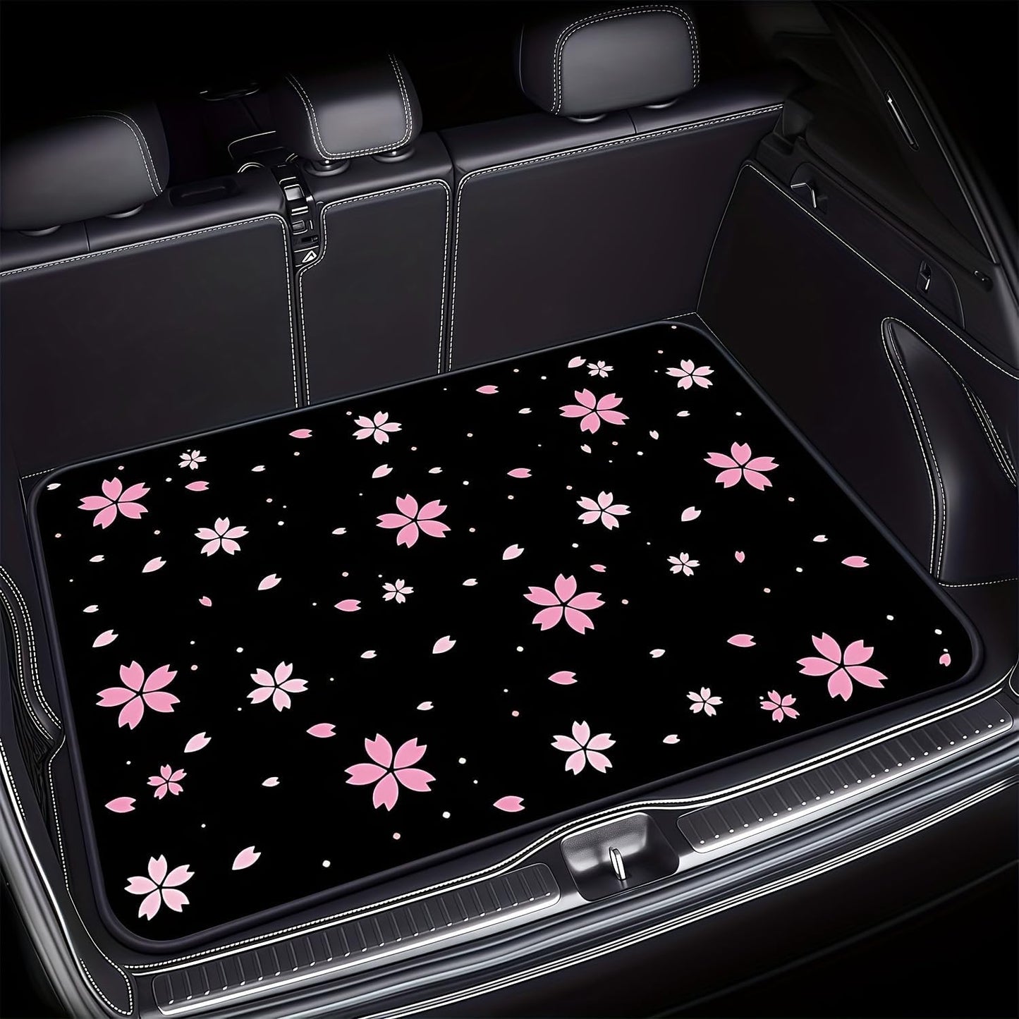 Universal Car Trunk Mat 29" x 39",Purple Colorful Flowers All Weather Trunk Protection Cargo Liner, Durable Cargo Mat Rear Trunk Liner,Stylish Vehicle Interior Accessories Suitable for Most Car Models