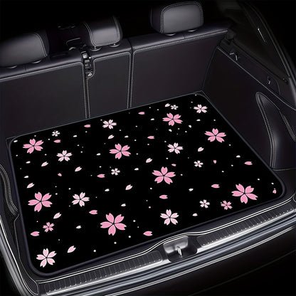 Universal Car Trunk Mat 29" x 39",Purple Colorful Flowers All Weather Trunk Protection Cargo Liner, Durable Cargo Mat Rear Trunk Liner,Stylish Vehicle Interior Accessories Suitable for Most Car Models