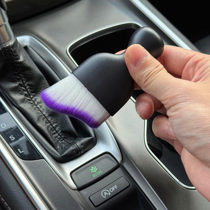 Car Detailing Brush, Soft Bristle Cleaning Brush, Scratch-Free Auto Duster Tool for Dashboard, Air Vents, Leather & Interior Cleaning (Black&Brown)