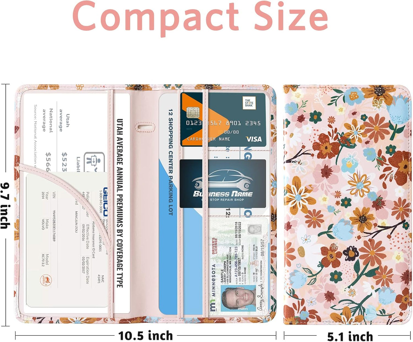 CoBak Car Registration and Insurance Holder - Vehicle Glove Box Car Organizer,Auto Truck Comparment Accessories Case with Magnetic Closure for Driver License,Cards - Colors B