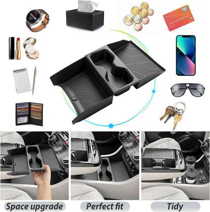 SKTU 2-Pack 2023 2024 2025 2026 Lexu s RX350 Center Console Organizer for 2023-2026 Lexu s RX350/RX450h/RX500h Console Tray 2023 2024 2025 2026 RX350 Accessories with Sunglasses Holder [Double Layers]