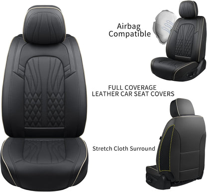 MINGBRON Leather Car Seat Covers,Car Seat Protector Waterproof,Seat Covers Full Set, Car Seat Protectors 5 Seats,Automotive Seat Covers Fit Most Cars Wine Red