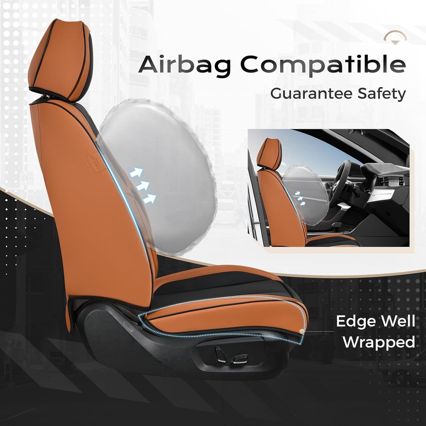 Coverado Seat Covers Full Set, Black Seat Covers for Cars 5 Seats, Car Seat Protector, Waterproof Nappa Leather Car Seat Cushion, Front and Rear Car Seat Cover Fit for Most Sedans SUV Pick-up Truck - Colors B