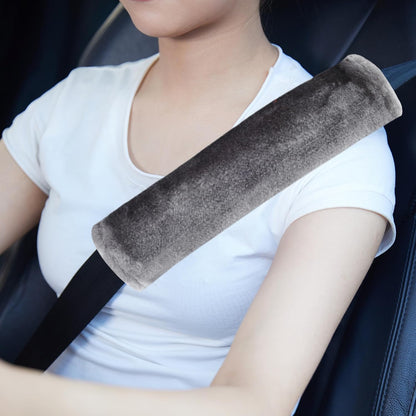 MOONET 2 Packs Car Seatbelt Covers Shoulder Pad for More Comfortable Driving, Universal Seat Belt Cover for Handbag Camera Backpack Straps, Soft Faux Sheepskin Wool Seat Belt Cushion (Beige)