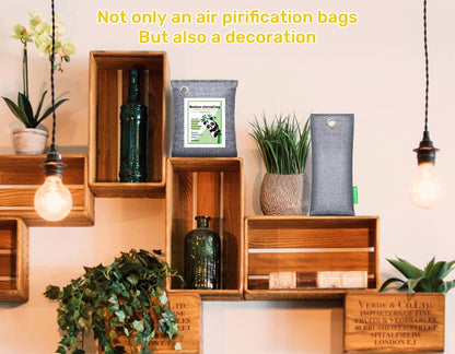 Activated Charcoal Odor Absorber for Strong Odor, Basement, Cars, Closets, Shoes, Smoke. 3 Pack Bamboo Charcoal Air Purifying Bags Deodorizer Odor Eliminator for Home