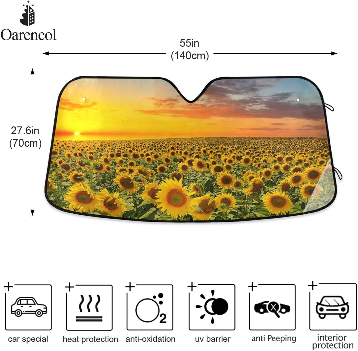 Black Leopard Car Windshield Sun Shade Animal Skin Print Foldable UV Ray Sun Visor Protector Sunshade to Keep Your Vehicle Cool (51" x 27.6")