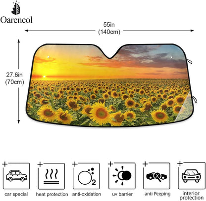 Black Leopard Car Windshield Sun Shade Animal Skin Print Foldable UV Ray Sun Visor Protector Sunshade to Keep Your Vehicle Cool (51" x 27.6")