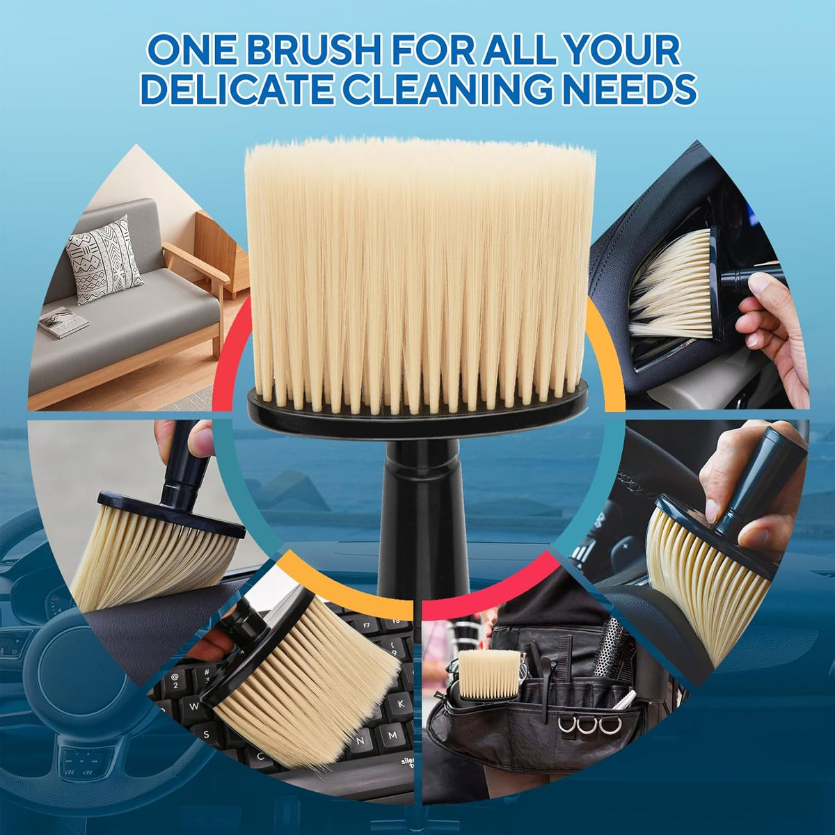 4PCS Car Detailing Brush Kit - Ultra Soft Boars Hair Car Interior Detailing Brushes, Includes 4 Different Brushes, Multi-use for Cleaning Interior or Exterior - Perfect Car Accessory Gift