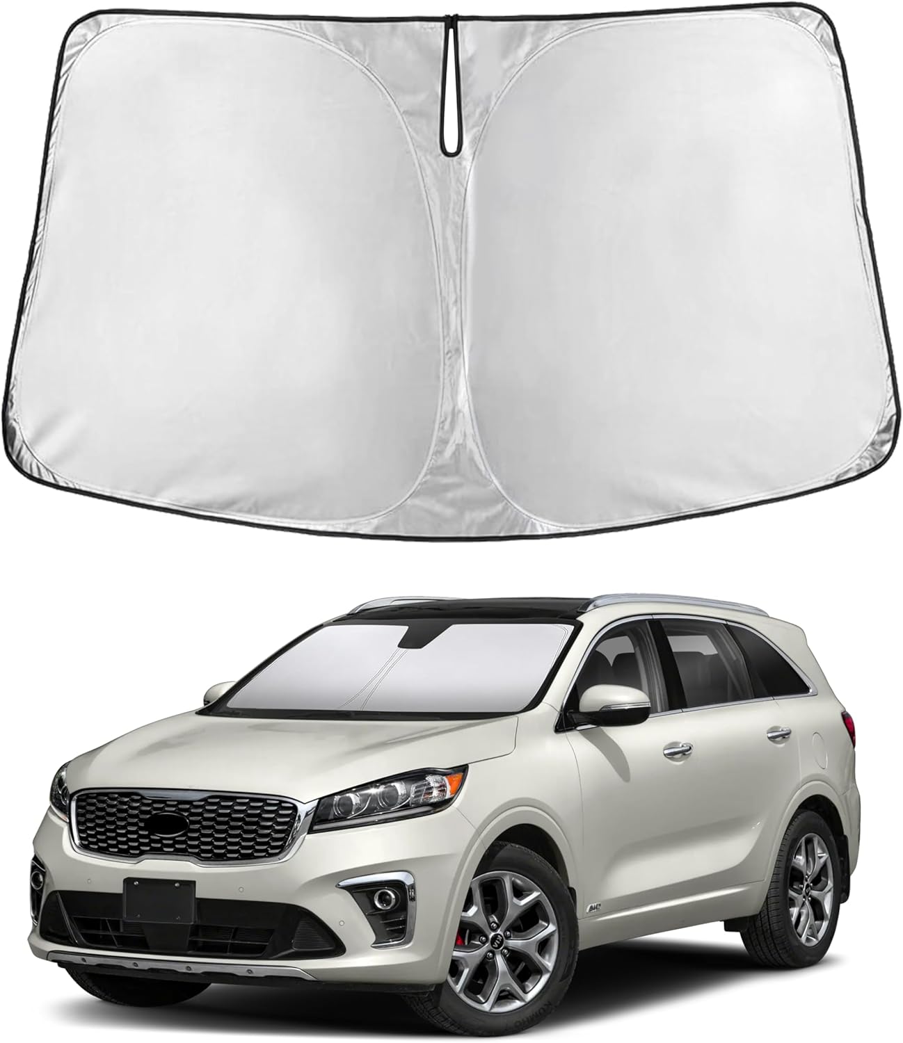 EcoNour Car Windshield Sun Shade | 2025 Upgraded Innovative No-Light-Pass Technology for Maximum Coverage | Foldable Sun Shade Keeps Your Vehicle Cool | Must-Have Car Accessories | Small (59" x 29") - Colors H