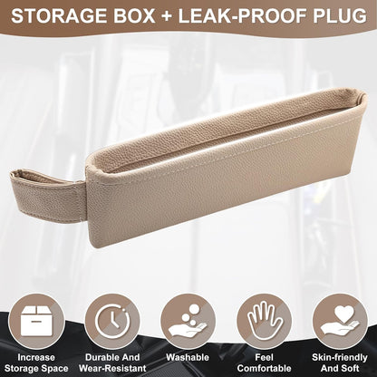 2 Pack Update Car Seat Gap Filler Organizer Leather Console Storage Box Front Side Pocket Seats Organizers Filler Interior Car Accessories for Phone Wallet Coin Key Sunglasses (Black)