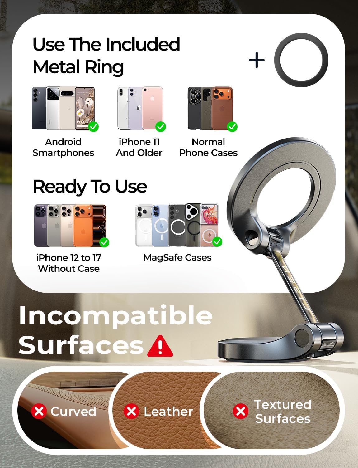 LISEN for MagSafe Car Mount for iPhone 17 Pro Max [24 Strong Magnets] Classic Magnetic Phone Holder for Car Dashboard Magnet Phone Mount Car Cell Phone Holder for iPhone 17 Pro Max Air 16 15 14 13 12