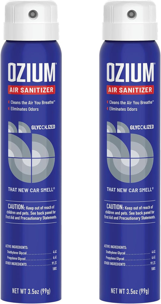 Ozium 3.5 Oz. Air Sanitizer & Odor Eliminator for Homes, Cars, Offices and More, Original Scent,(Pack of 2), clear