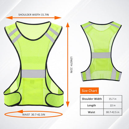 TCCFCCT Reflective Running Vest, High Visibility Running Gear with Large Pocket