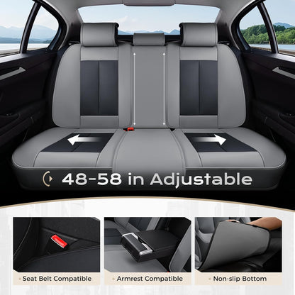 Coverado Seat Covers Full Set, Black Seat Covers for Cars 5 Seats, Car Seat Protector, Waterproof Nappa Leather Car Seat Cushion, Front and Rear Car Seat Cover Fit for Most Sedans SUV Pick-up Truck - Colors A