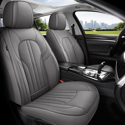 MINGBRON Car Seat Cover Full Set, Leather Car Seat Cover, Waterproof Seat Covers, Car Seat Cushion, Nappa Leather Seat Covers Car Seat Protector Universal Fit Most Cars Black