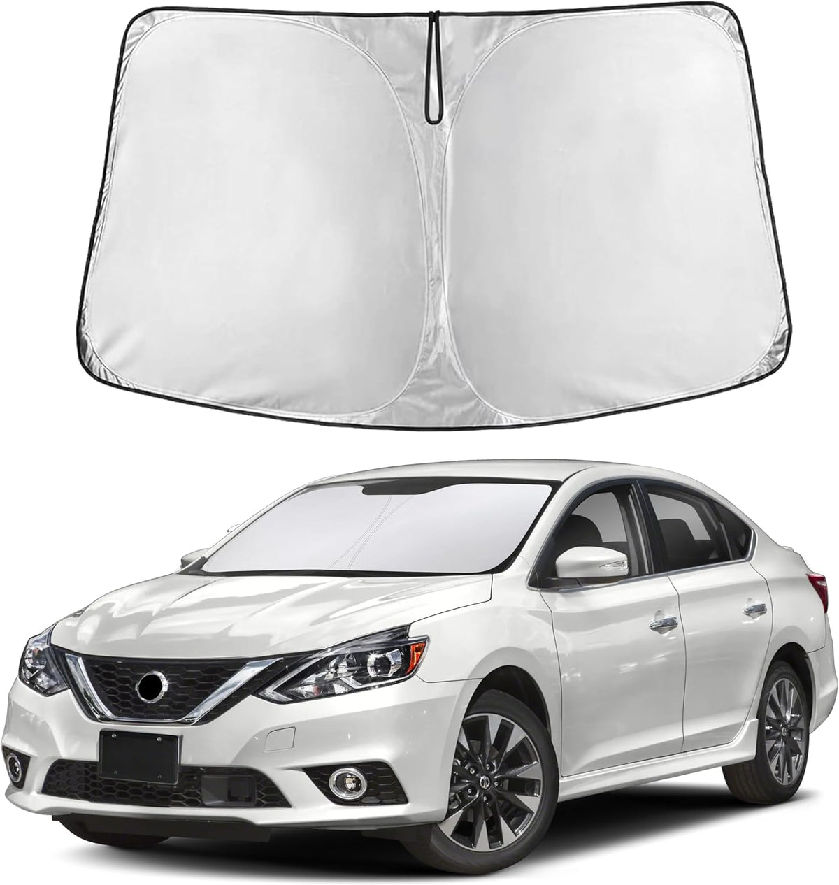 EcoNour Car Windshield Sun Shade | 2025 Upgraded Innovative No-Light-Pass Technology for Maximum Coverage | Foldable Sun Shade Keeps Your Vehicle Cool | Must-Have Car Accessories | Small (59" x 29") - Colors M