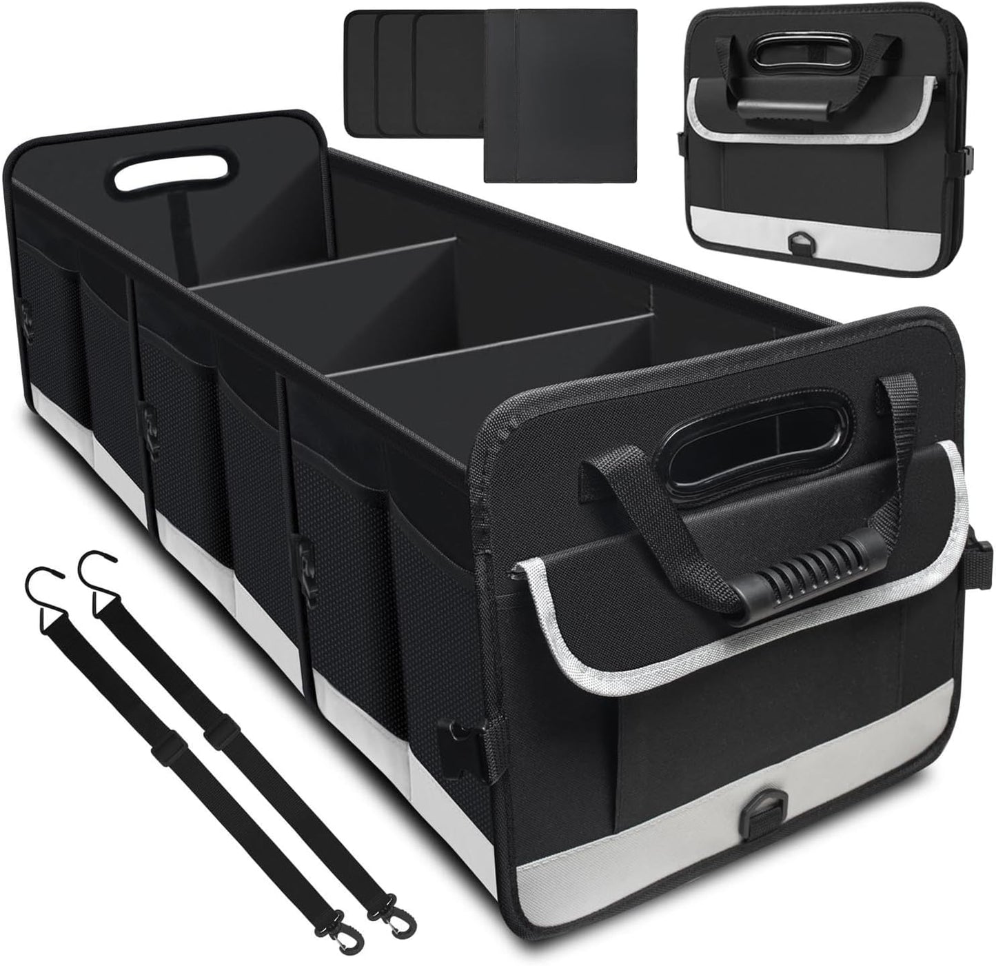 AOPHY Trunk Organizer for Car, 95L Large Capacity Trunk Storage with Non-Slip Bottom Strips, Cargo Organizer for Suv, Truck, Sedan, Waterproof Portable Car Organizers for Women Men(Pink)