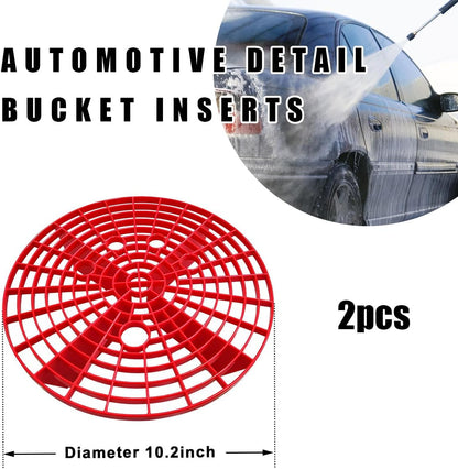 2 PCS Car Wash Bucket Insert, Car Wash Grit Filter Trap Dirt Fits 12 Inches Diameter Bucket, Insert for Automotive Detailing and Cleaning, Car Accessories (Black+Red)