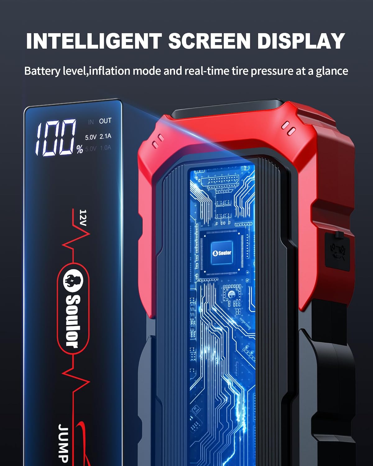 Jump Starter, Battery Jumper Starter Portable, Car Battery Jump Starter with 3 Modes Flashlight, Compass, Power Bank and Jumper Cable