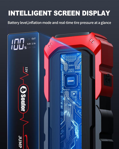 Jump Starter, Battery Jumper Starter Portable, Car Battery Jump Starter with 3 Modes Flashlight, Compass, Power Bank and Jumper Cable
