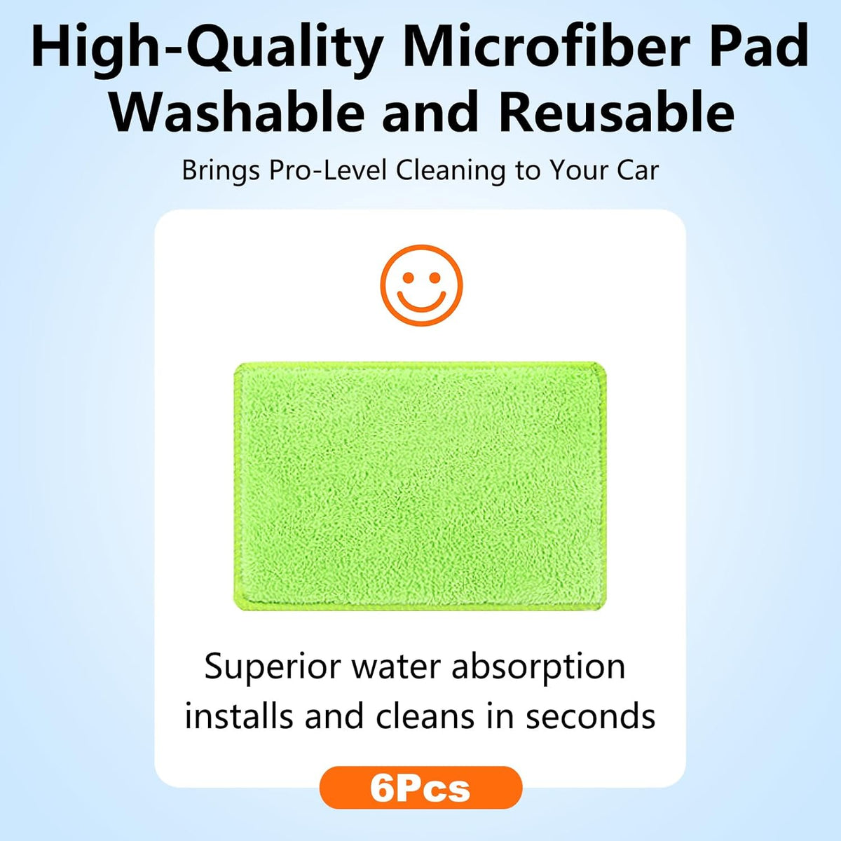 Windshield Cleaner Tool with 6 Reusable Magic Fiber Pads & Spray Bottle, Removable Handle Car Window Wiper Kit for Interior/Exterior Glass, Trucks, SUVs, RV (Dry & Wet Use)
