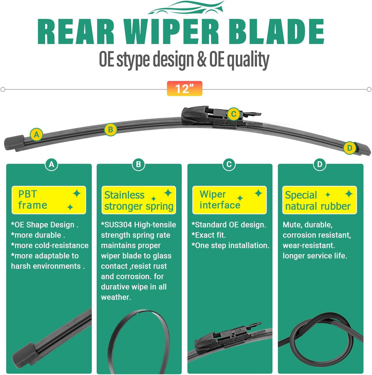 26" 16" 11" Windshield Wiper Blades Replacement for Chevrolet Chevy Trax 2024 2025 2026 Premium All Weather Front Rear Wipers Set - OEM Quality (Pack of 3) - Colors B