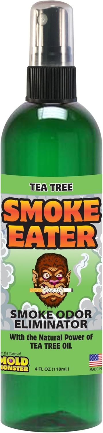Smoke Eater Cigarette, Cigar, Cannabis & Tobacco Odor Eliminator Spray & Air Freshener for Car, Home, Clothes — Lavender, 4 oz Travel Size — Tea Tree Oil Formula, Non-Aerosol Pump Spray