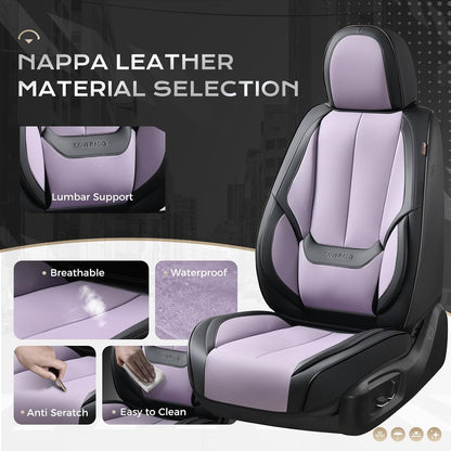 Coverado Seat Covers Full Set, Black Seat Covers for Cars 5 Seats, Car Seat Protector, Waterproof Nappa Leather Car Seat Cushion, Front and Rear Car Seat Cover Fit for Most Sedans SUV Pick-up Truck - Colors A