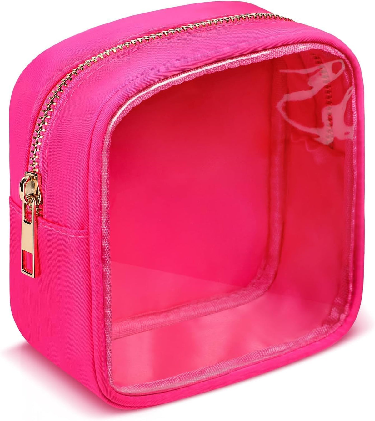 Small Clear Makeup Bag for Purse Small Cosmetic Bag Travel Size Toiletry Bags Cute Travel Makeup Bag,Coin Purse,Car Asscessories Organizer Storage Travel Essentials for Women Girls(Clear-Beige)